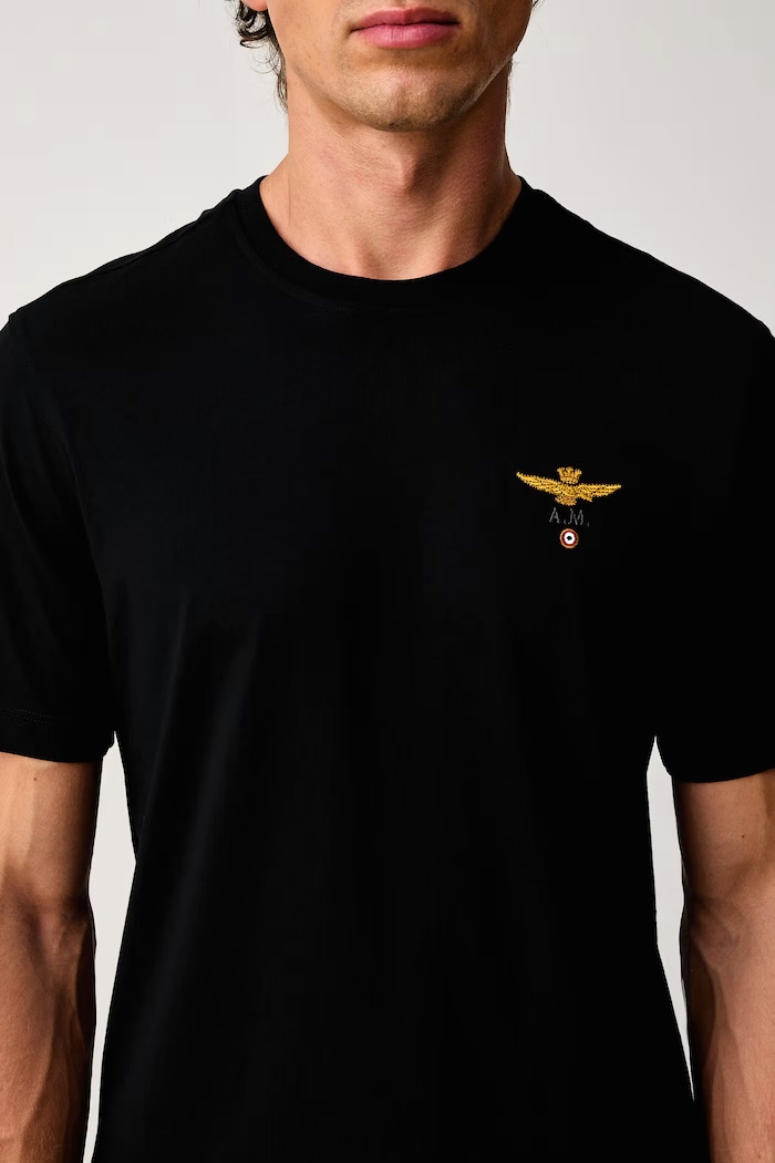 T-shirt męski bawełniany Aeronautica Militare TS1580UJ00372 czarny