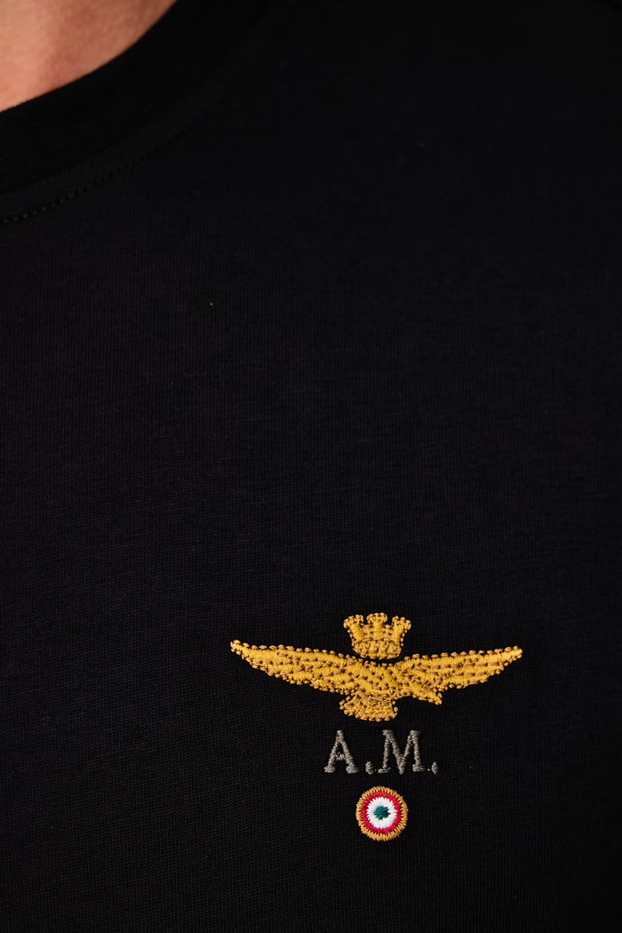 T-shirt męski bawełniany Aeronautica Militare czarny TS1580UJ00372