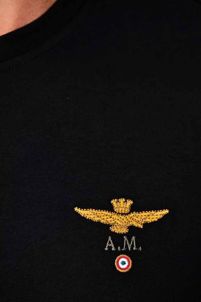 T-shirt męski bawełniany Aeronautica Militare czarny TS1580UJ00372