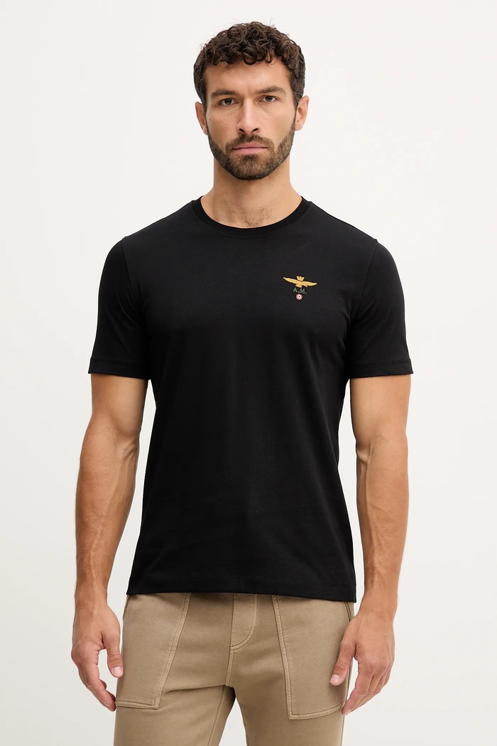 Aeronautica Militare kratka majica moška bombažna črna TS1580UJ00372