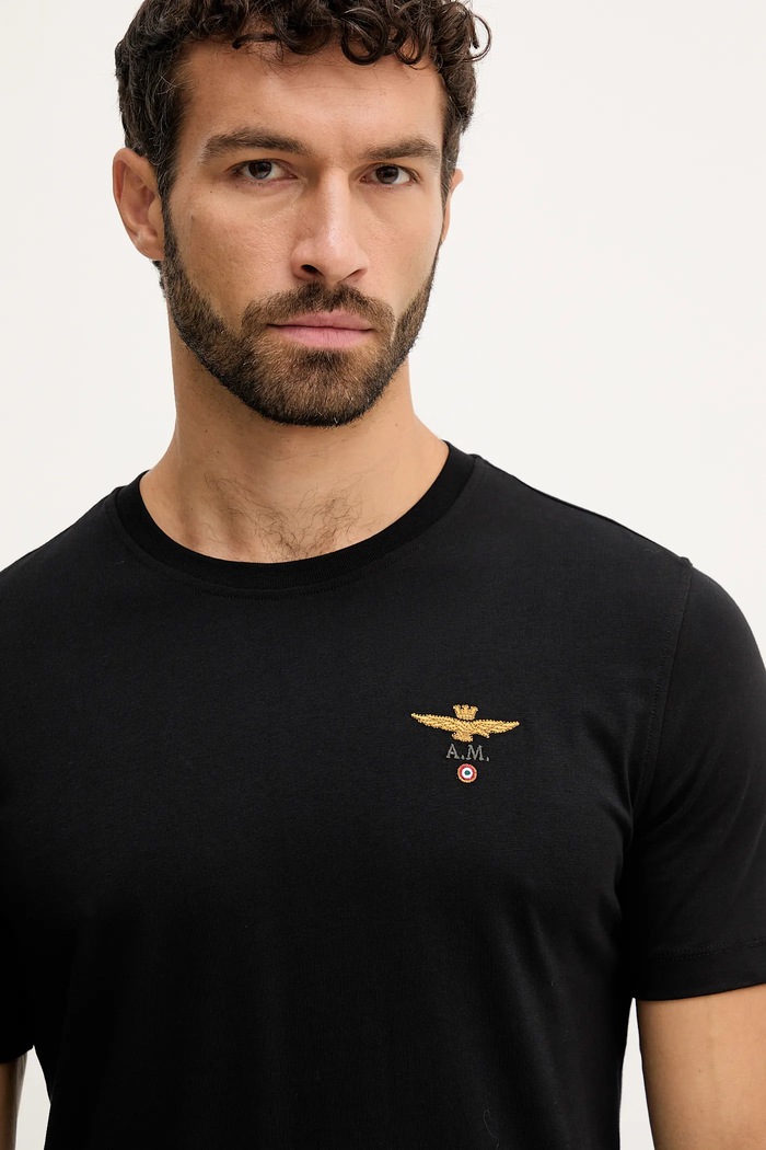 Aeronautica Militare kratka majica moška bombažna črna TS1580UJ00372