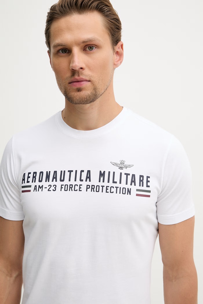 Aeronautica Militare basic t-shirt ανδρικό βαμβακερό λευκό TS1942UJ00538