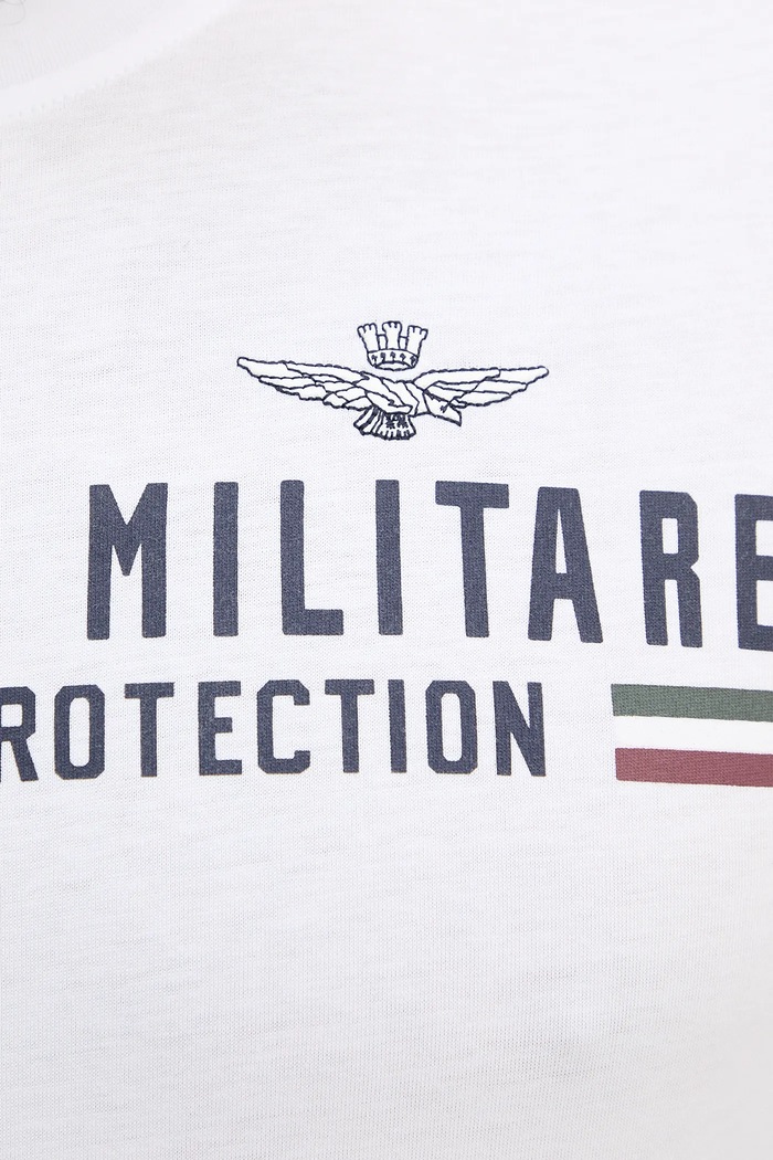 Aeronautica Militare T-shirt basic męski bawełniany TS1942UJ00538 biały