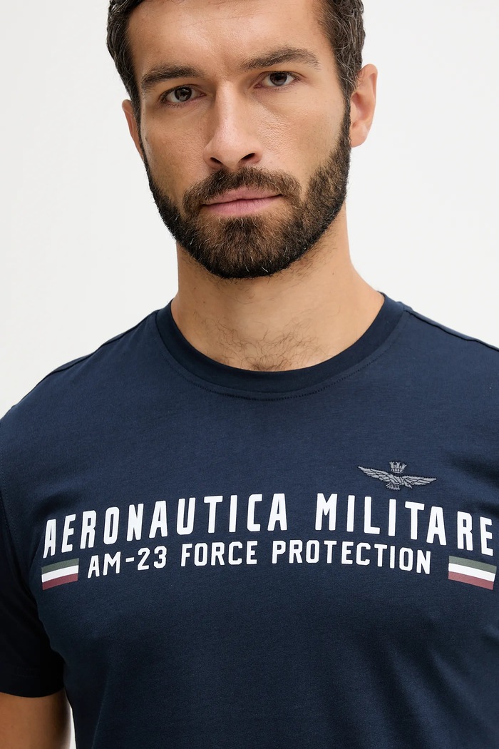 Ρούχα Aeronautica Militare basic t-shirt ανδρικό βαμβακερό TS1942UJ00538 σκούρο μπλε