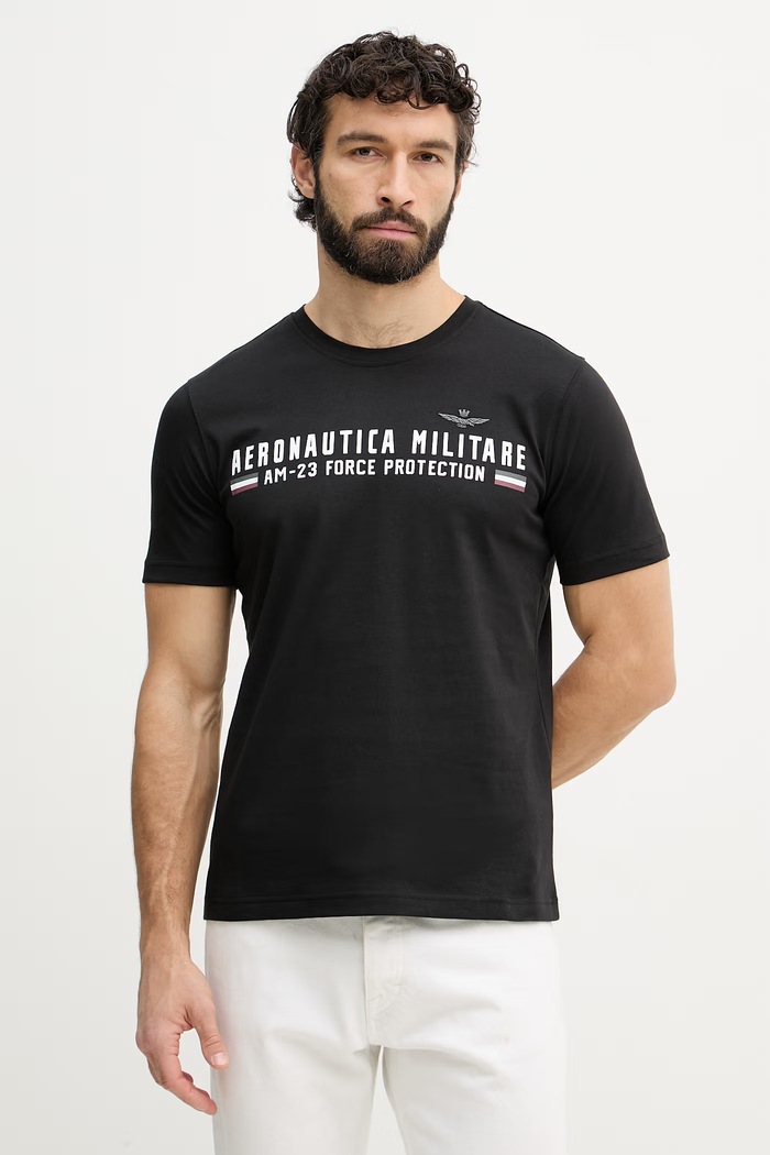 Aeronautica Militare basic tričko pánske bavlnené čierna TS1942UJ00538