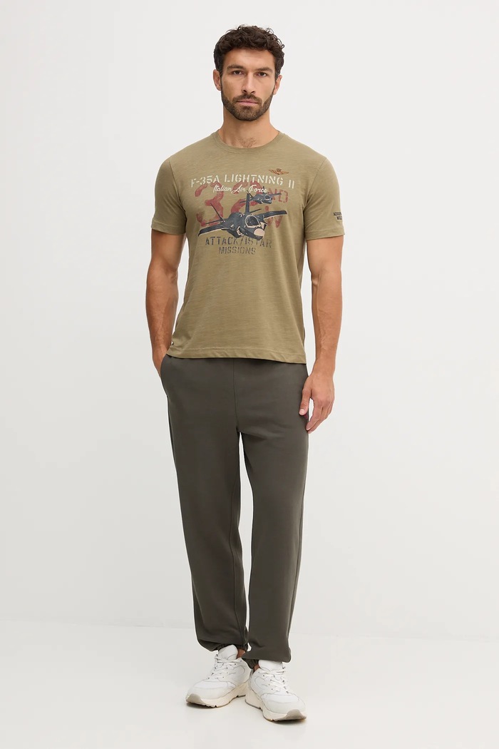 Aeronautica Militare t-shirt bawełniany TS2472UJ00708 zielony AW25