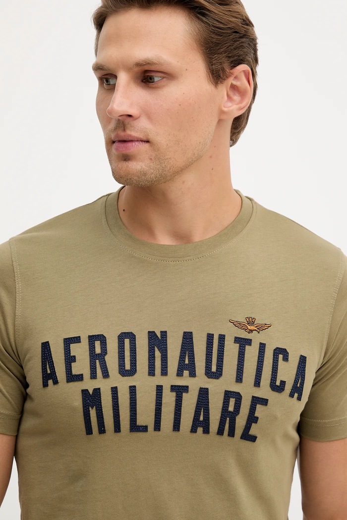 T-shirt bawełniany Aeronautica Militare TS2478UJ00641 zielony
