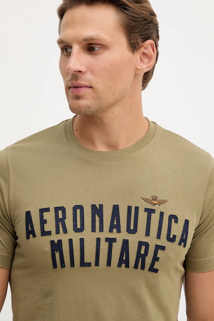 T-shirt bawełniany Aeronautica Militare TS2478UJ00641 zielony