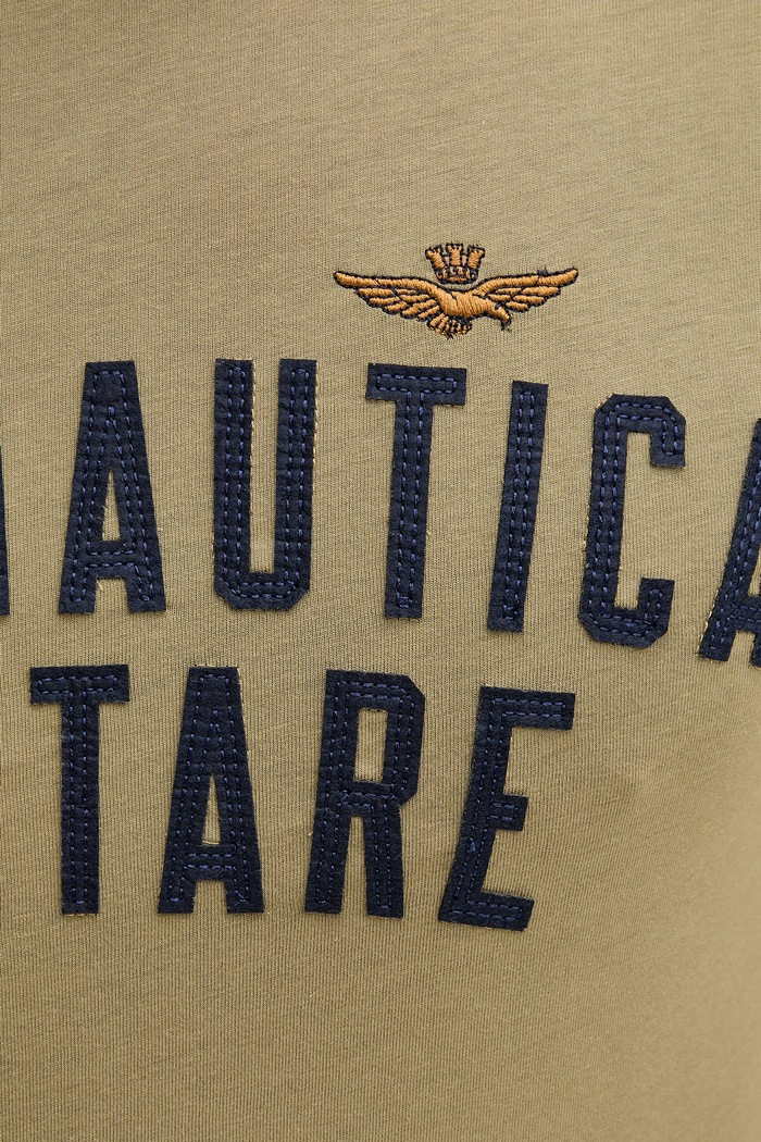 T-shirt bawełniany Aeronautica Militare zielony TS2478UJ00641