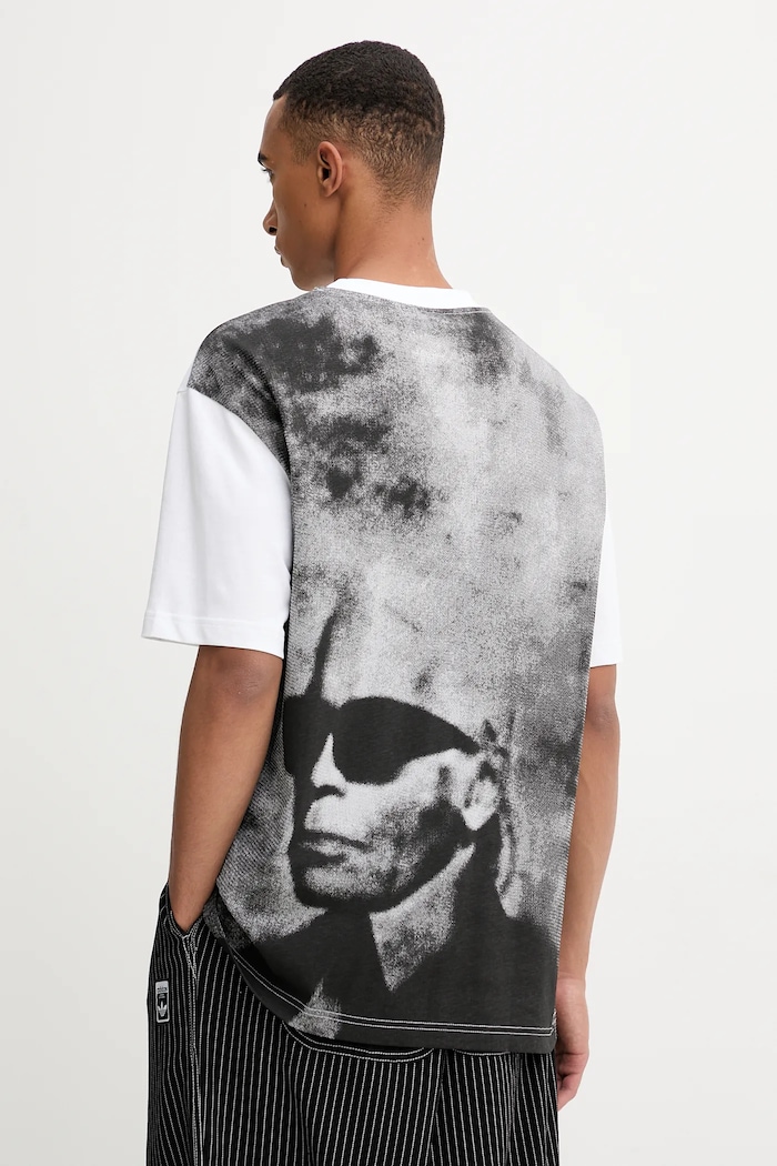 Karl Lagerfeld Jeans tricou din bumbac print alb A4M17030