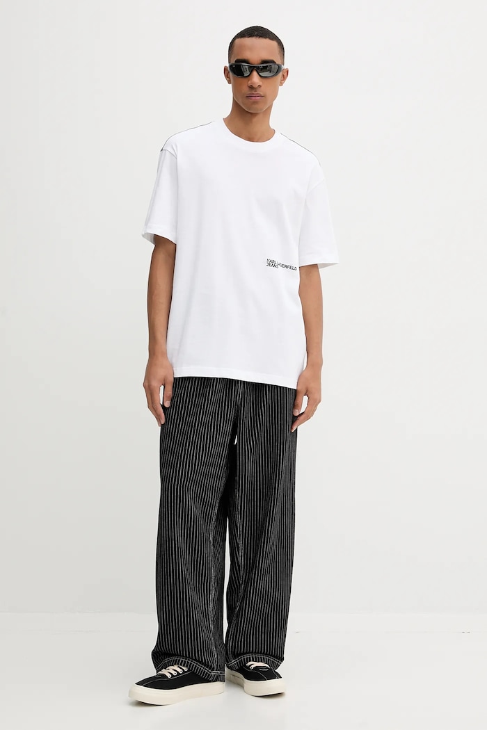 Karl Lagerfeld Jeans tricou din bumbac A4M17030 alb AW25