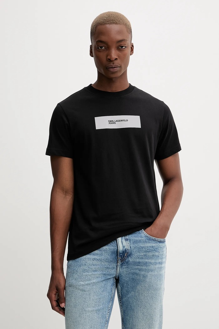 Хлопковая футболка Karl Lagerfeld Jeans хлопок чёрный A4M17019