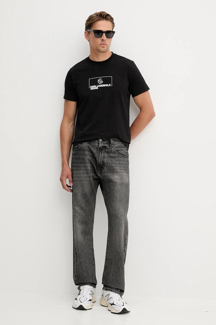 Bombažna kratka majica Karl Lagerfeld Jeans A4M17020 črna AW25