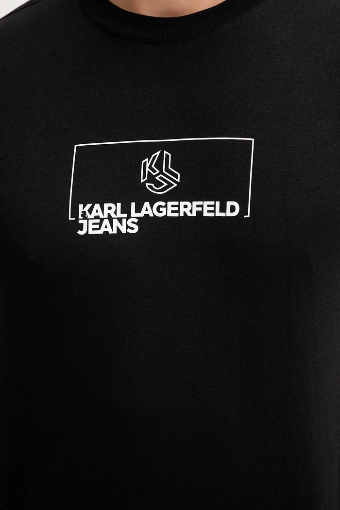 Bombažna kratka majica Karl Lagerfeld Jeans A4M17020 črna