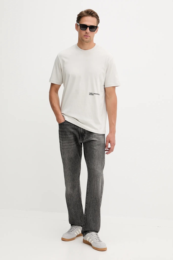 Karl Lagerfeld Jeans t-shirt bawełniany A4M17024 beżowy AW25