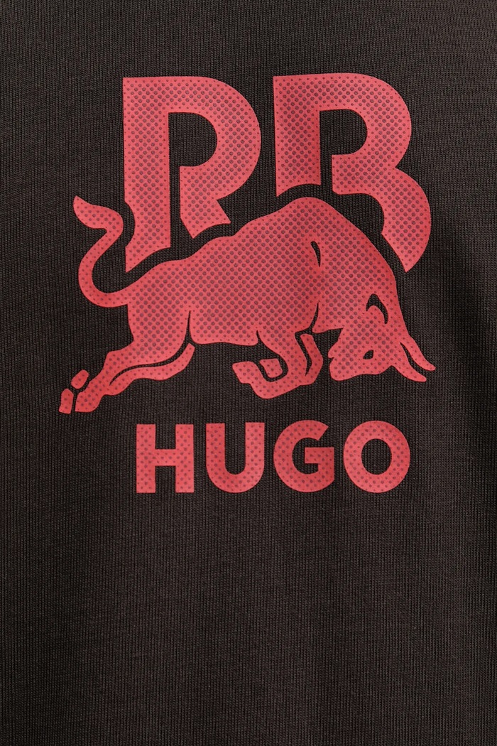 Βαμβακερή μπλούζα με μακριά μανίκια HUGO San Jared-C 50551830 καφέ