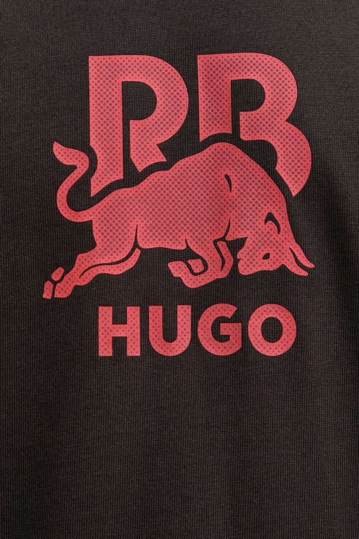 Βαμβακερή μπλούζα με μακριά μανίκια HUGO San Jared-C 50551830 καφέ