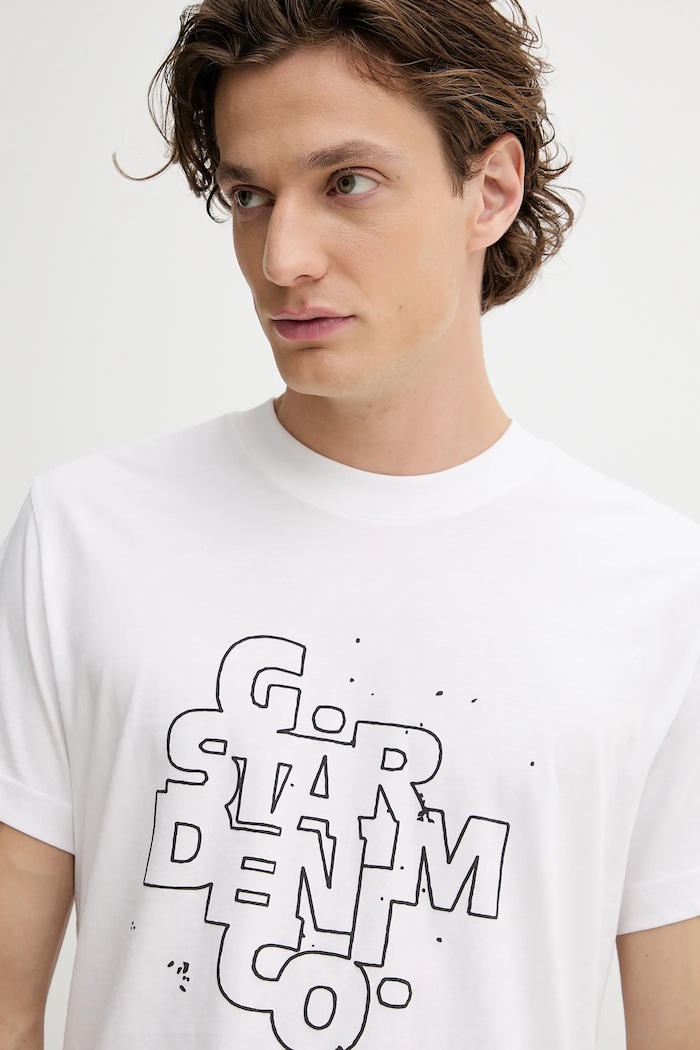 Памучна тениска G-Star HD print бял D26824.D975