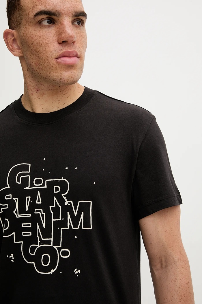 Bavlnené tričko G-Star HD print čierna D26824.D975