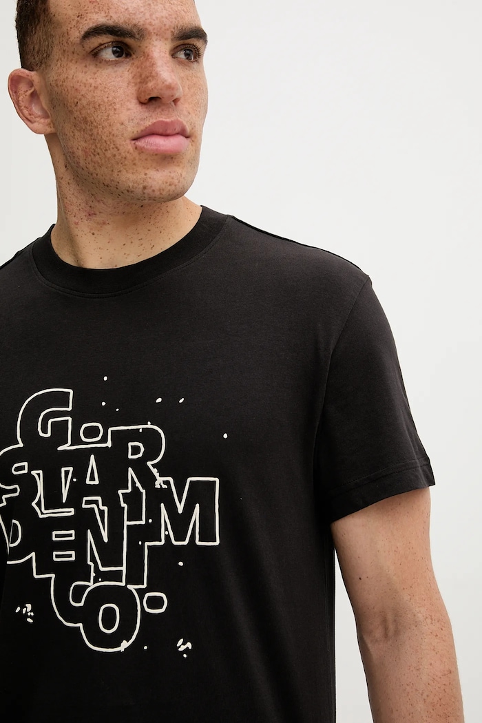 Bavlnené tričko G-Star HD print čierna D26824.D975