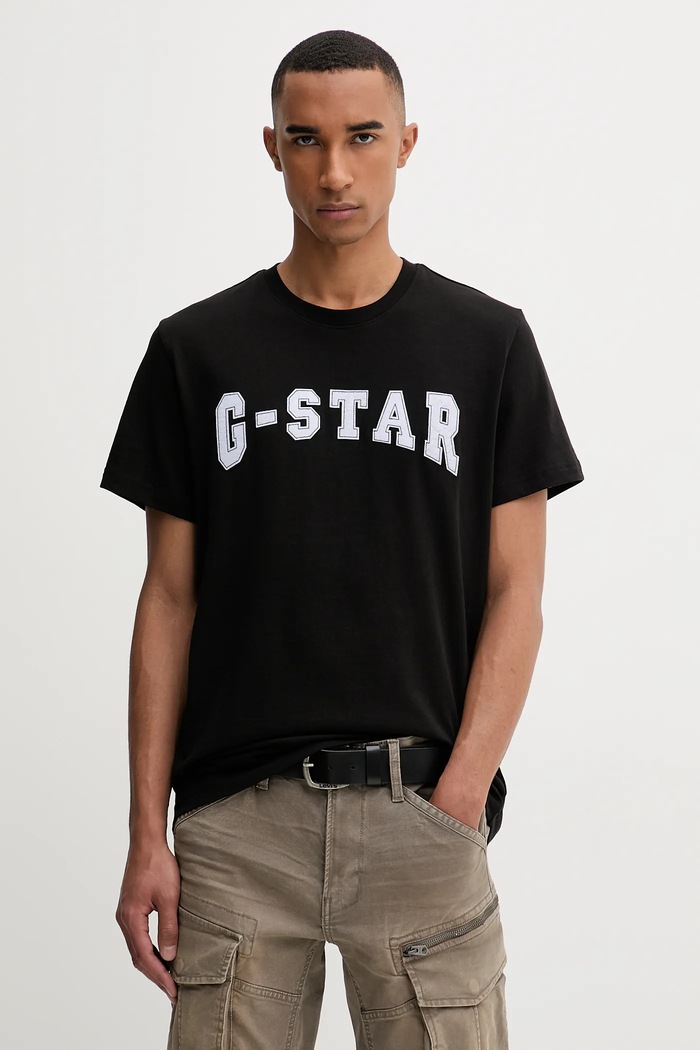 Хлопковая футболка G-Star Felt logo regular чёрный D26840.C336