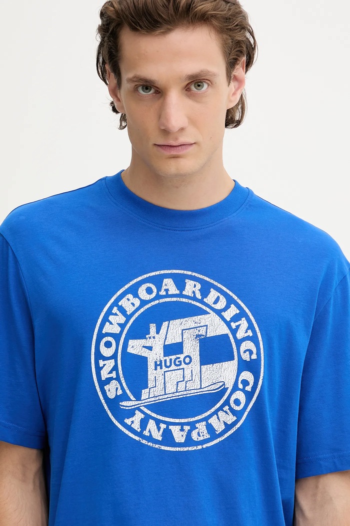 Βαμβακερό μπλουζάκι Hugo Blue San Jared-C μπλε 50546246