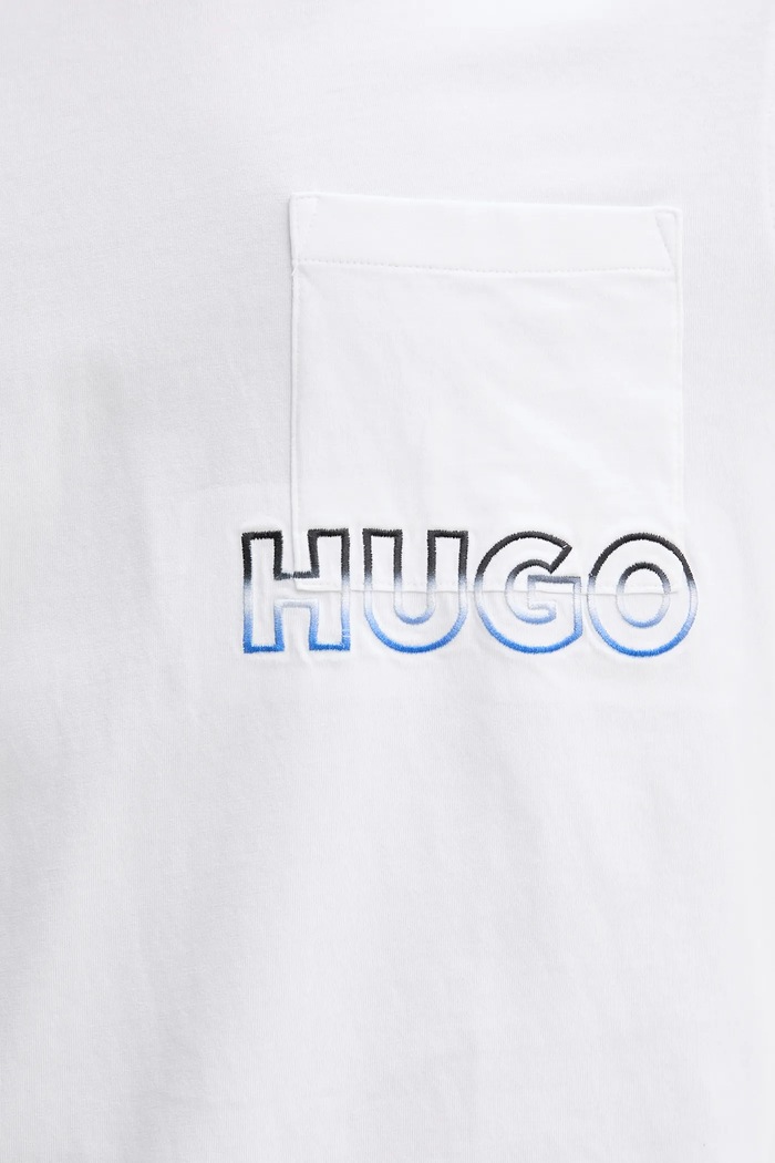Βαμβακερό μπλουζάκι Hugo Blue San Jared-C 50549120 λευκό