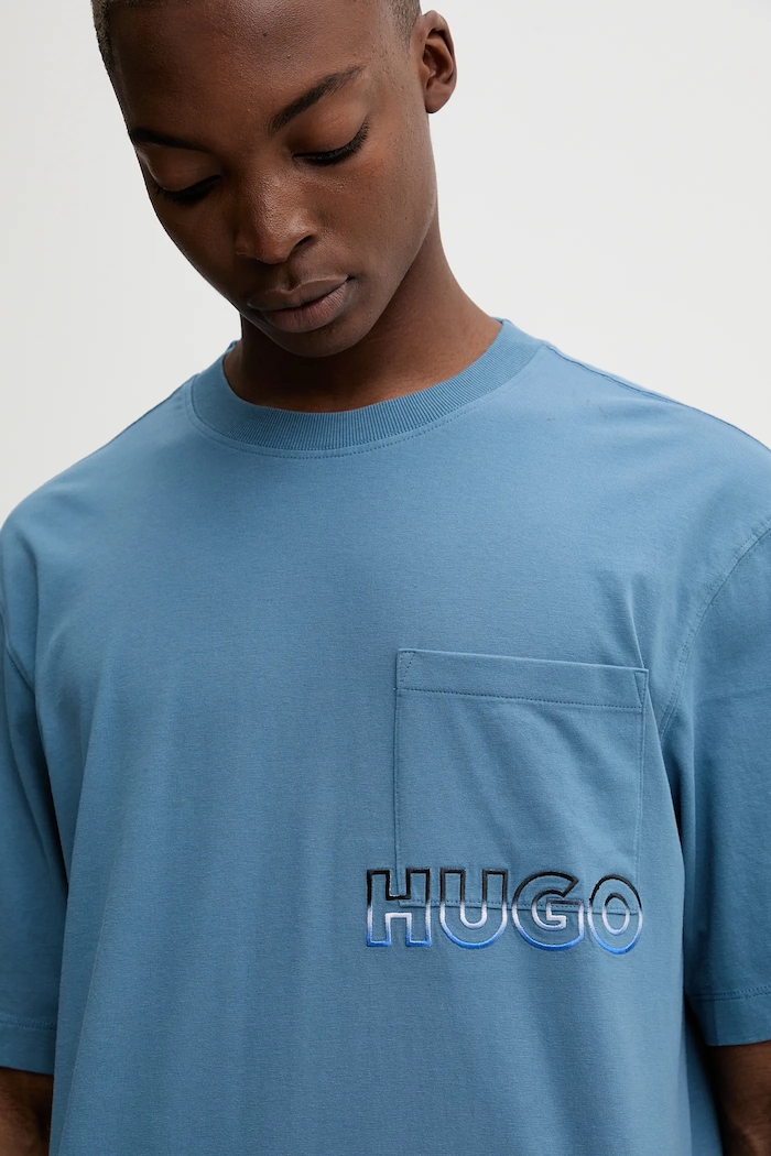 Βαμβακερό μπλουζάκι Hugo Blue San Jared-C μπλε 50549120