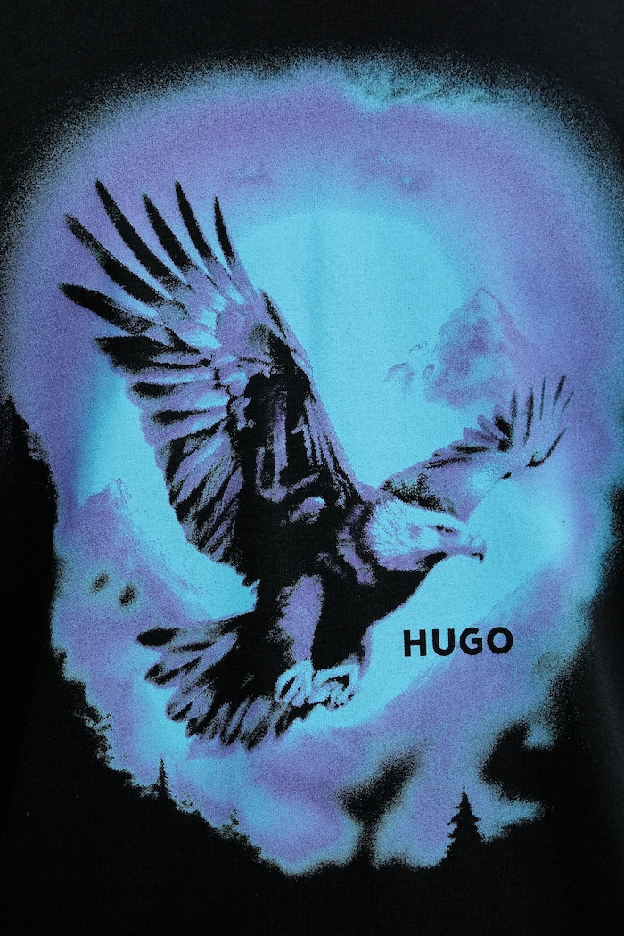Памучна блуза с дълги ръкави Hugo Blue Nagtox 50549135 черен