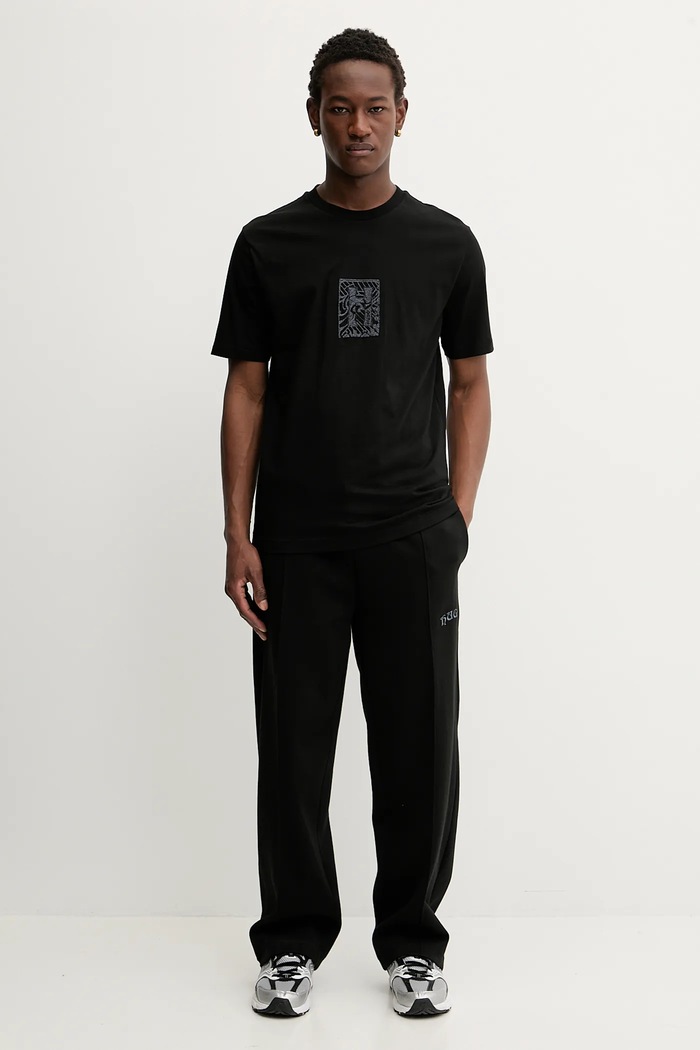 Βαμβακερό μπλουζάκι HUGO San Jared-C 50546804 μαύρο AW25