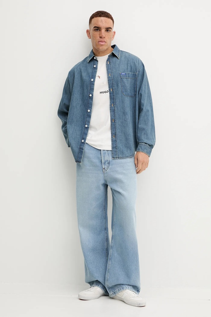 HUGO Βαμβακερό μπλουζάκι HUGO San Jared-C 50549154 λευκό AW25