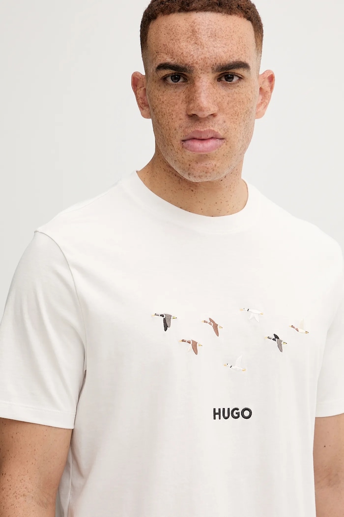 Βαμβακερό μπλουζάκι HUGO San Jared-C HUGO 50549154 λευκό
