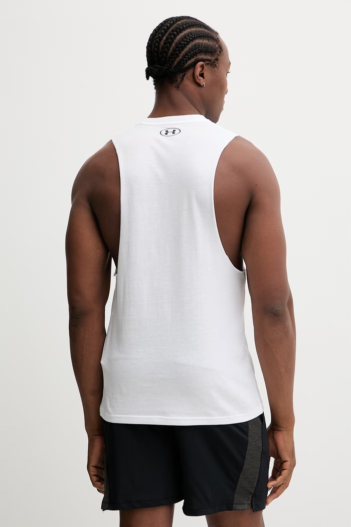 Oblečení Under Armour top na trénink pánský s bavlnou 1329286 bílá