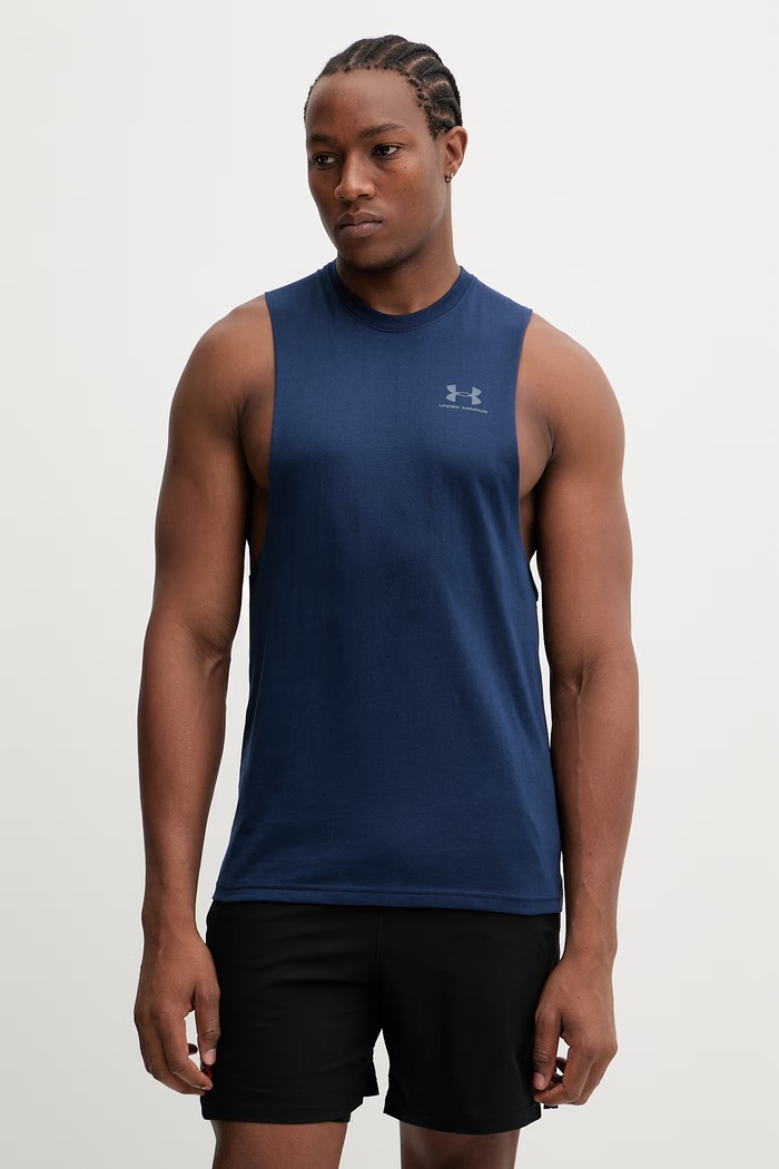 Under Armour top na trénink pánský s bavlnou námořnická modř 1329286