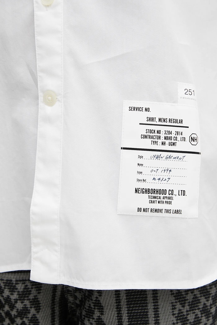 NEIGHBORHOOD koszula bawełniana trad shirt ss biały 251SPNH.SHM02