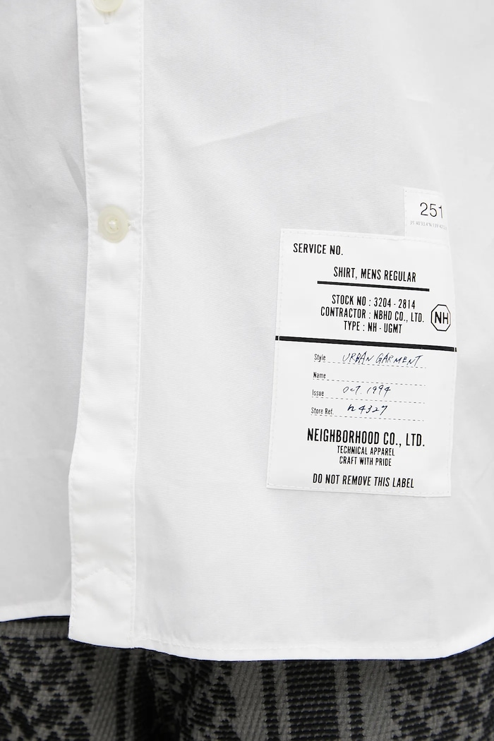 NEIGHBORHOOD koszula bawełniana trad shirt ss biały 251SPNH.SHM02