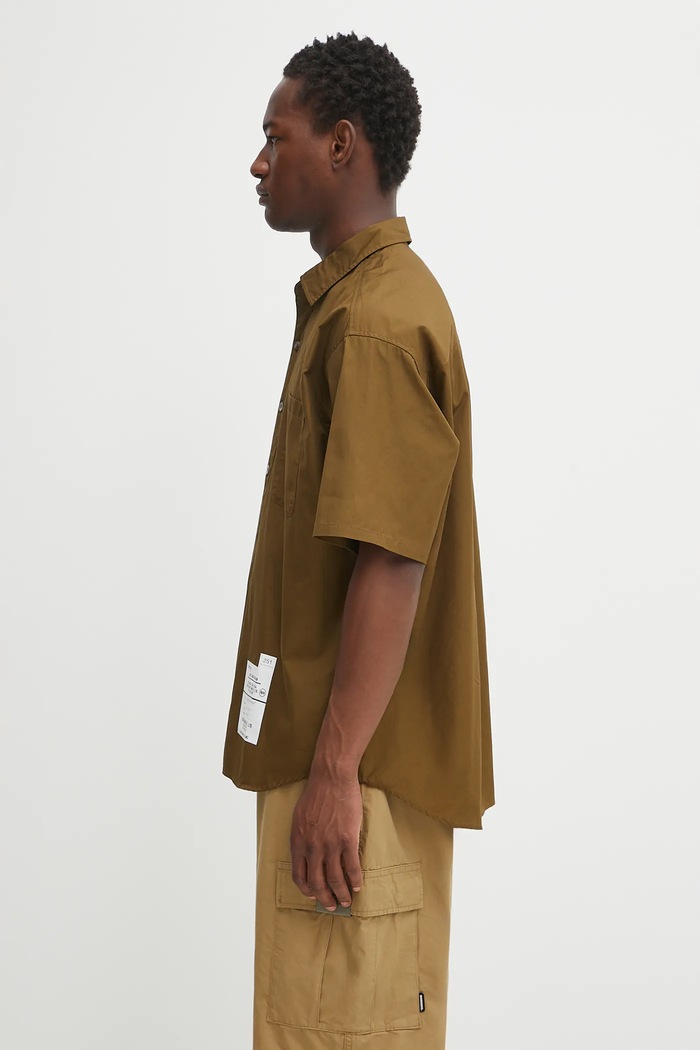 NEIGHBORHOOD koszula bawełniana trad shirt ss 251SPNH.SHM02 zielony AW25