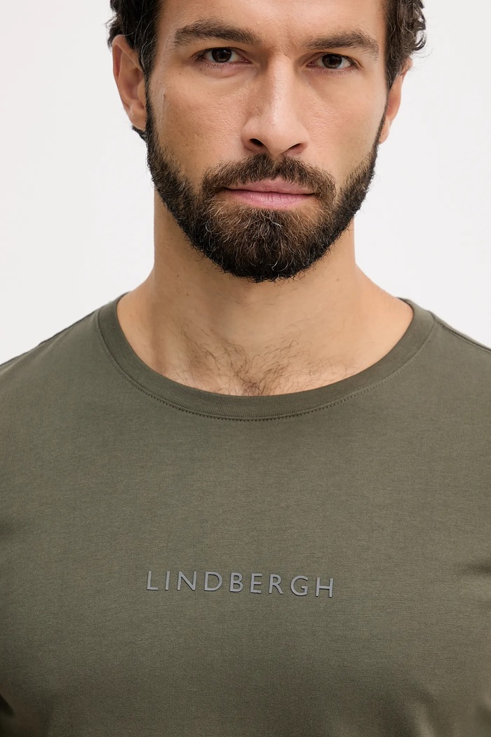 Lindbergh basic t-shirt ανδρικό βαμβακερό πράσινο 30.400200B