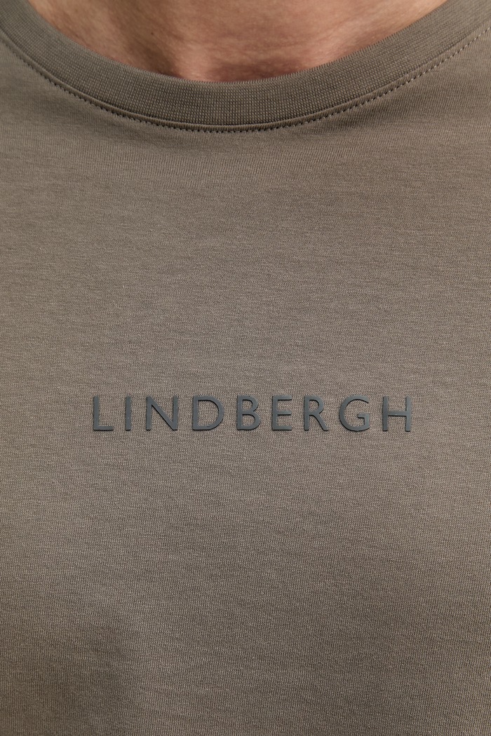 Lindbergh basic t-shirt ανδρικό βαμβακερό 30.400200B καφέ