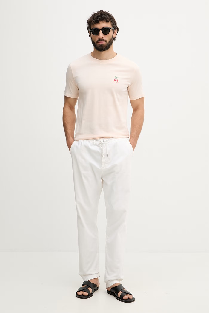 Lindbergh T-shirt męski bawełniany 30.400235 pomarańczowy SS26