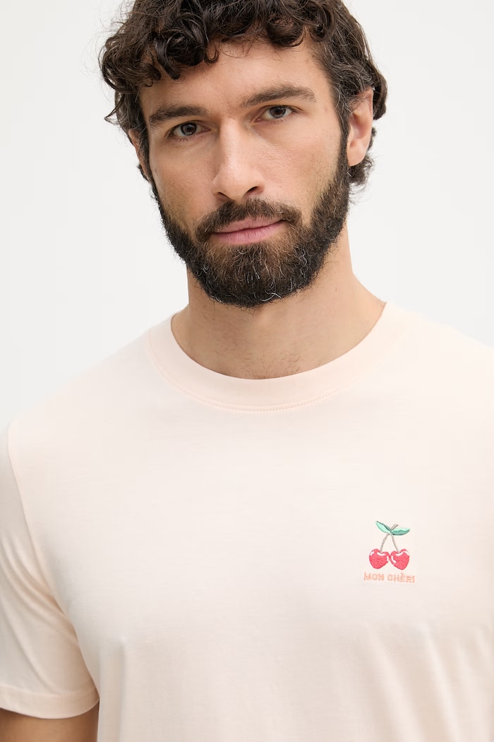 Lindbergh T-shirt męski bawełniany pomarańczowy 30.400235
