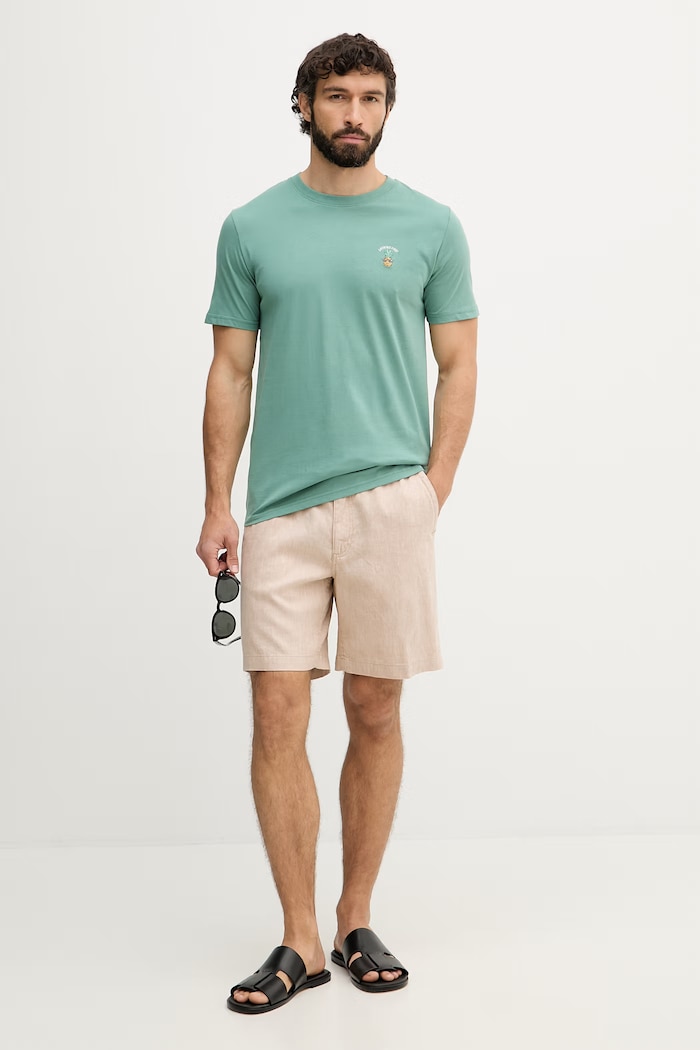 Lindbergh T-shirt męski bawełniany 30.400235 zielony SS26