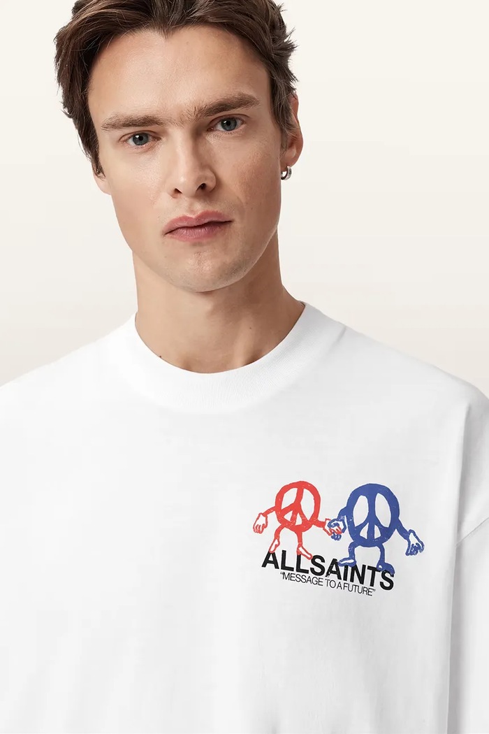 Odzież AllSaints T-shirt bawełniany BEDFELLOW M001PD biały
