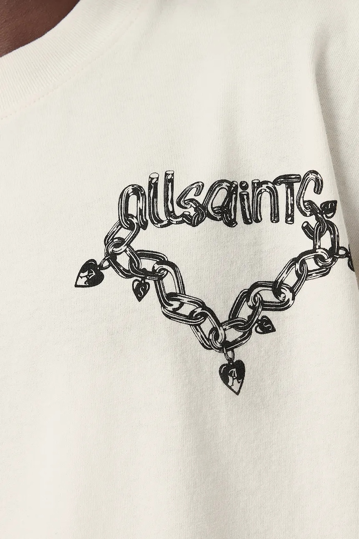 Bavlnené tričko AllSaints DRIP M005PD biela SS26