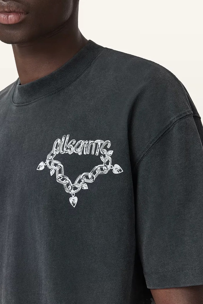 Bavlnené tričko AllSaints DRIP M005PD čierna SS26
