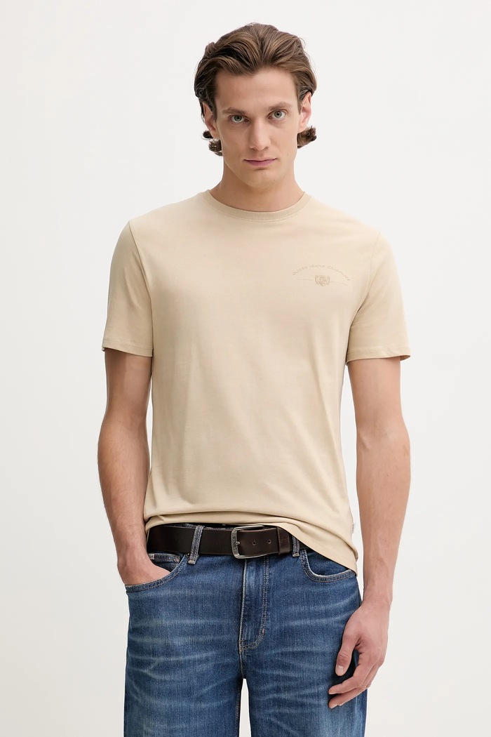 Bavlněné tričko Guess Jeans slim béžová M5BI42.K8HM0