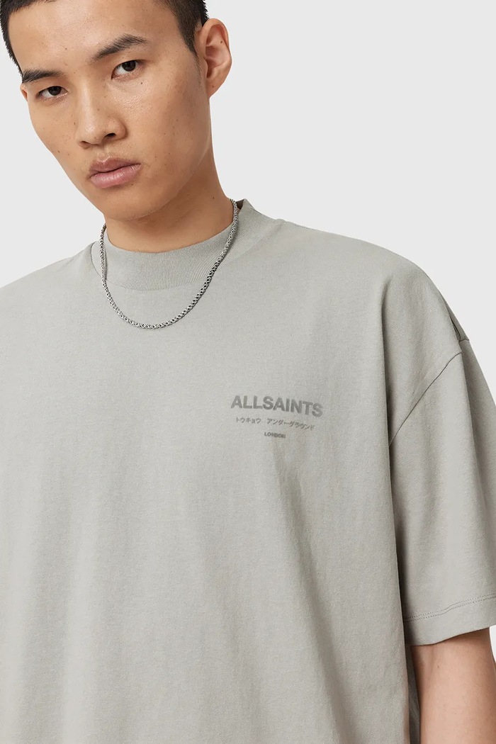 AllSaints t-shirt ανδρικό βαμβακερό XANDER M030JC γκρί AA00