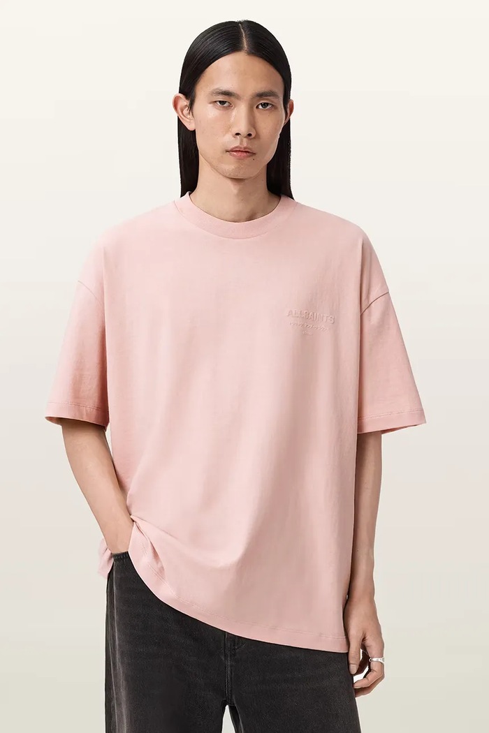 AllSaints T-shirt męski bawełniany XANDER różowy M030JC