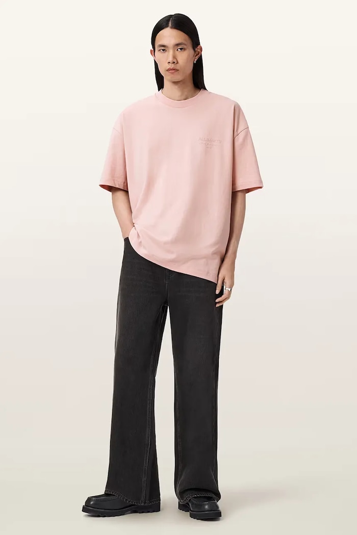 Odzież AllSaints T-shirt męski bawełniany XANDER M030JC różowy