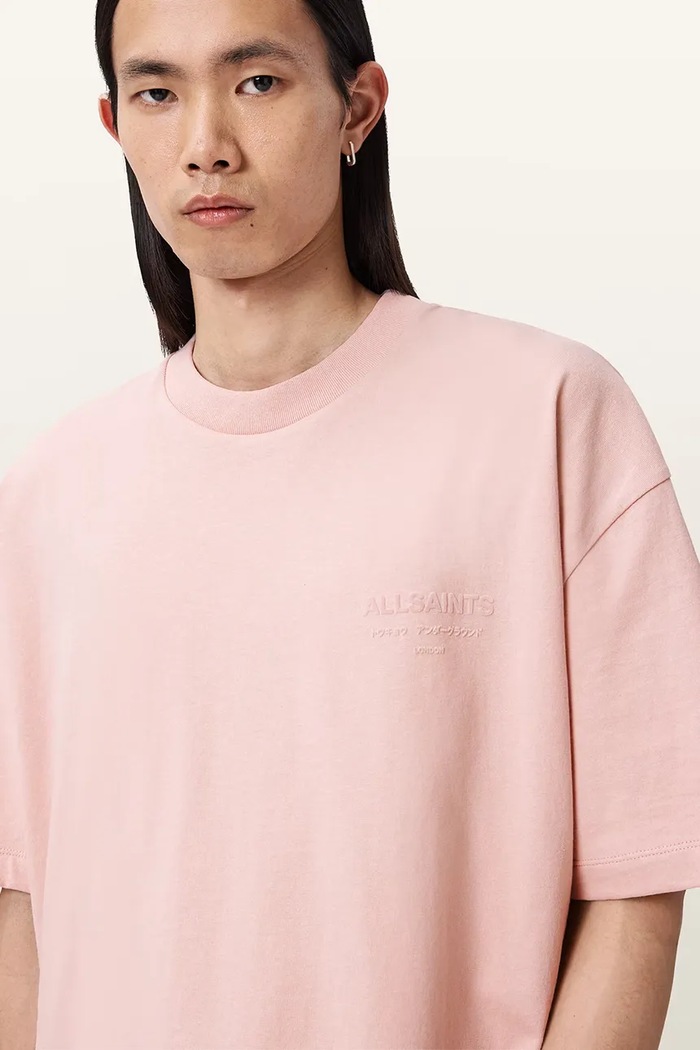 AllSaints T-shirt męski bawełniany XANDER różowy M030JC